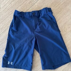 Under Armour Boys Golf Shorts Size 12 Navy Blue Quick Dry Adjustable Waist